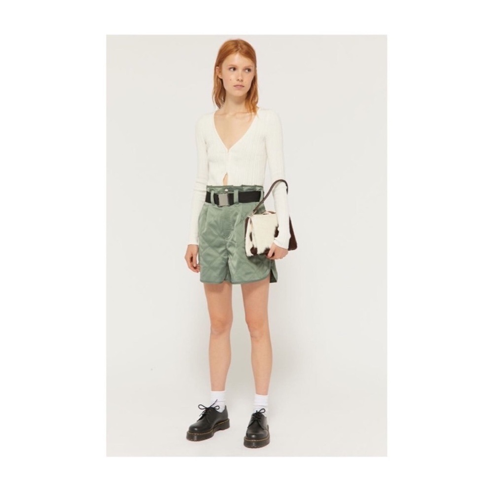 Urban Outfitters Carmen Quilted Utility Shorts Green High Rise UO